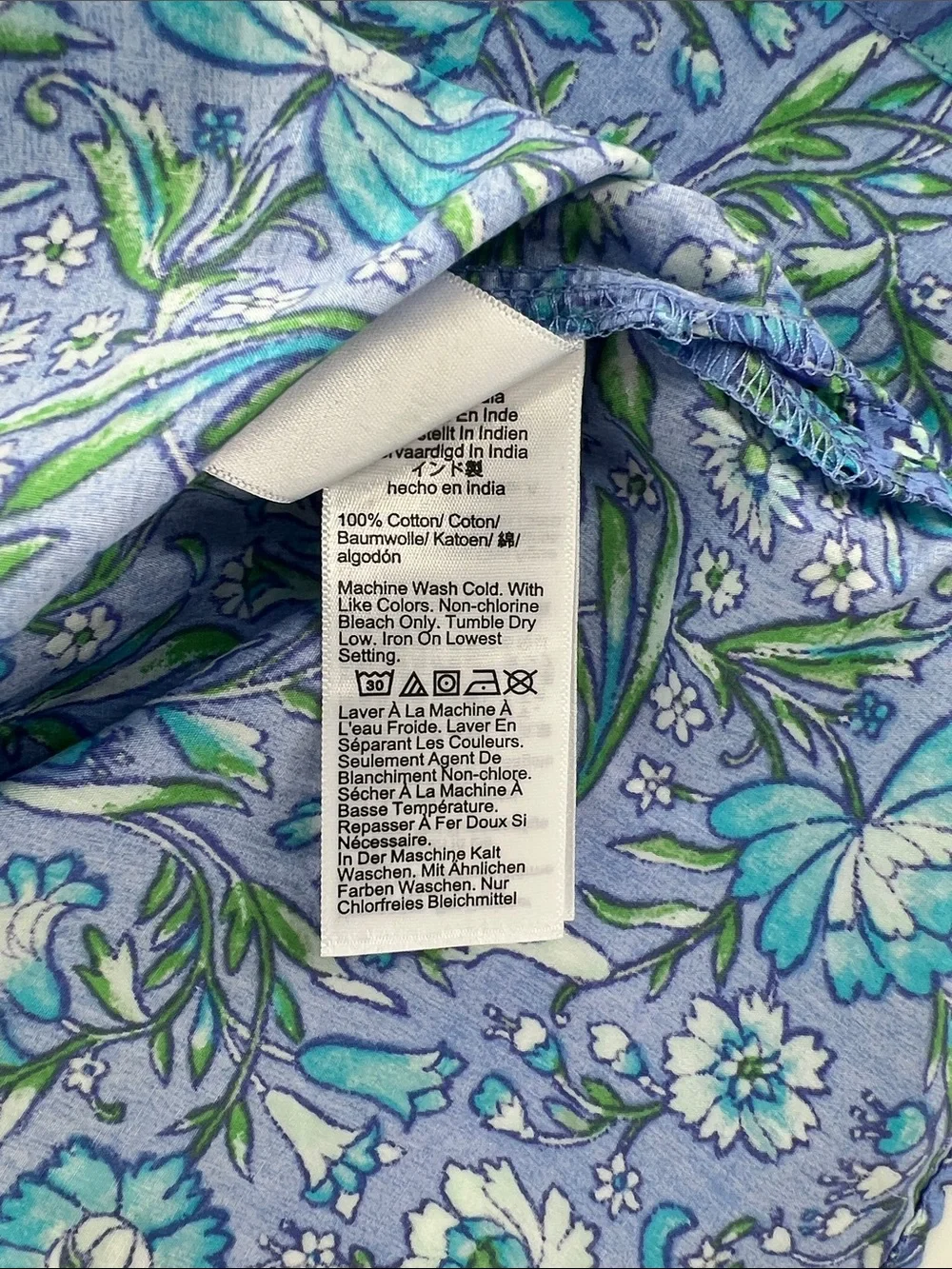 J.Crew Fresco Top blue floral cotton poplin popover feminine romantic office L